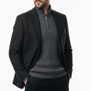 STRELLSON Premium Rick-James Black Wool Blazer EU 48 Super 100 Quiet Luxury Coat